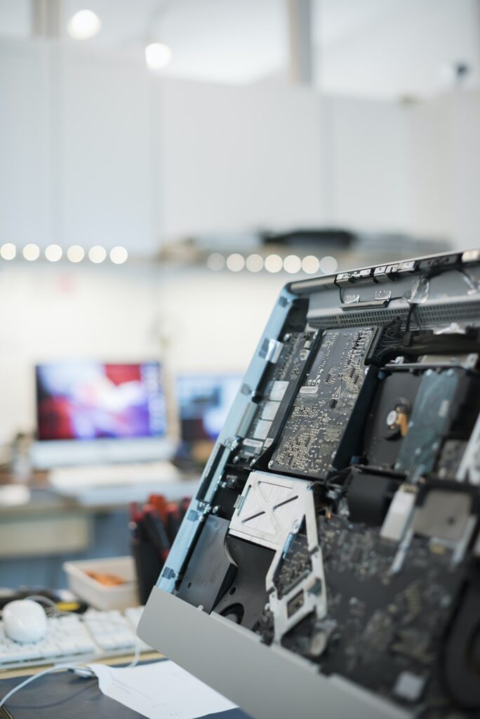 Computer Repair Shop. Circuit boards and computer parts at Absolute ICT